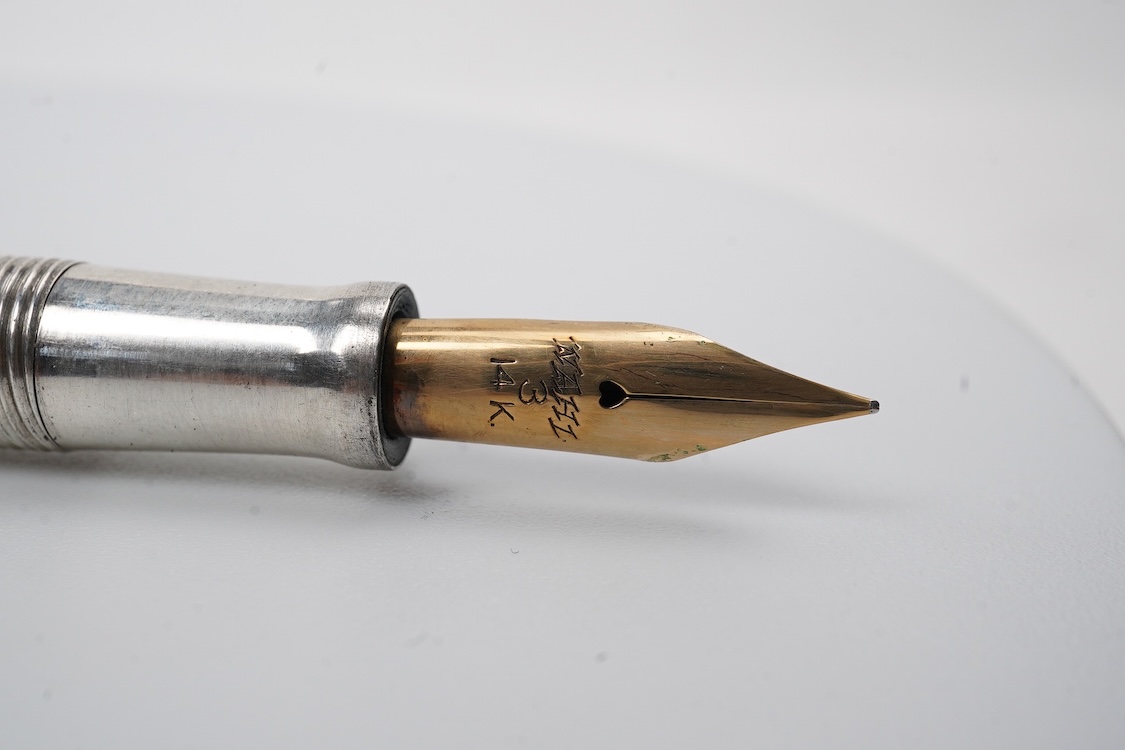 A rare Wahl Eversharp hand engraved lever fill fountain pen, fitted with No.3 14ct. gold flexible nib